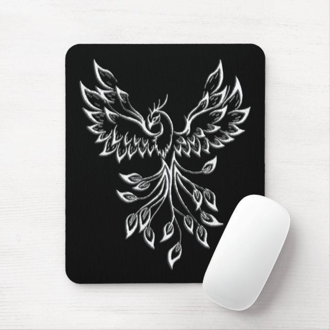 Phoenix Rises on Black Mouse Pad (With Mouse)