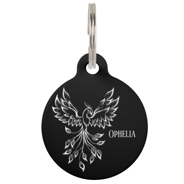 Phoenix Rises on Black Pet Tag (Front)