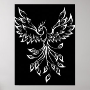 Phoenix Rises on Black Poster