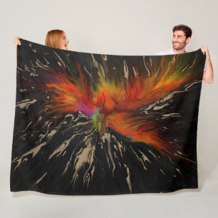 Phoenix Rising – Abstract Fire Explosion Art Fleece Blanket