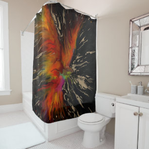 Phoenix Rising – Abstract Fire Explosion Art Shower Curtain
