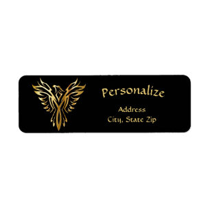 Phoenix Rising Black & Gold Elegant Return Address Label