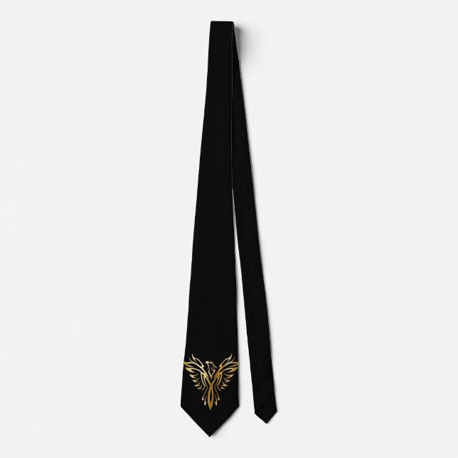 Phoenix Rising Black & Gold Elegant  Tie (Front)