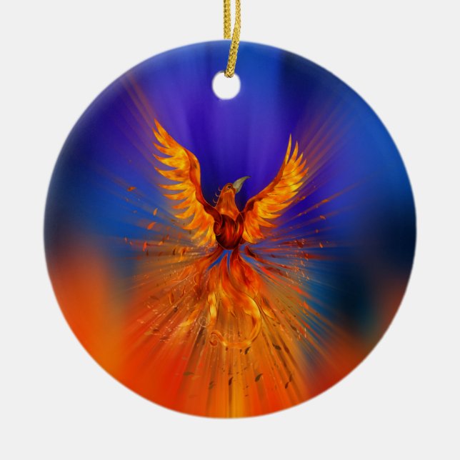 Phoenix Rising Ceramic Ornament (Front)