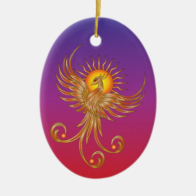 Phoenix Rising Ceramic Ornament (Front)
