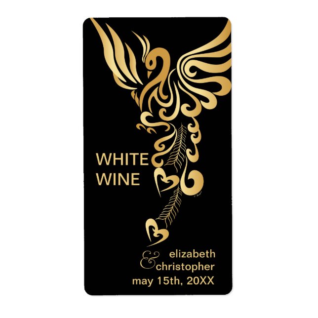 Phoenix Rising Custom Wedding Wine Labels (Front)