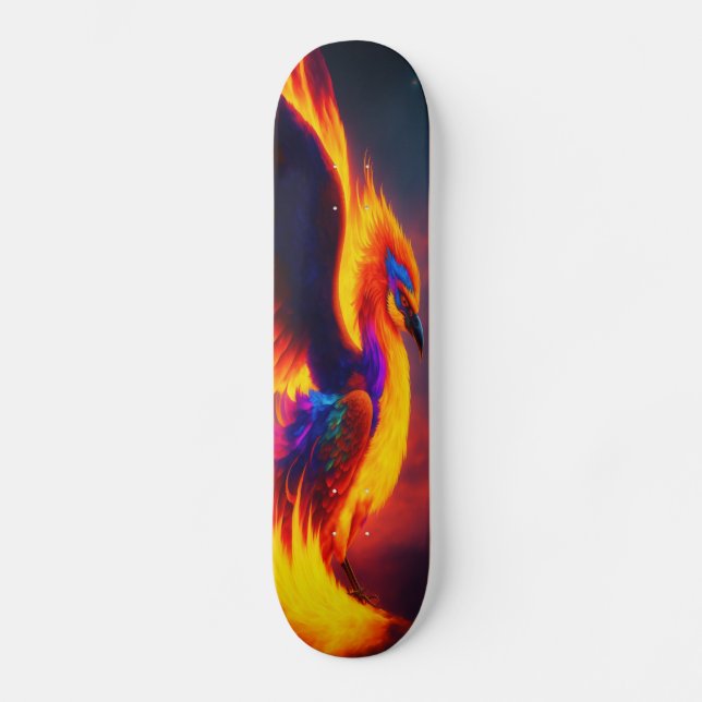 Phoenix Rising Eagle Flame SkateBoard, Digital Art Skateboard (Front)