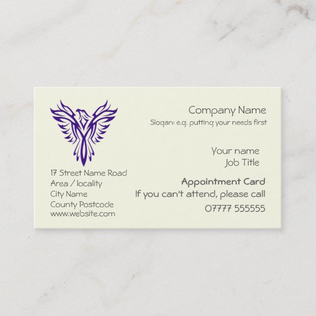 Phoenix Rising from Ashes, Appointment card (Front)
