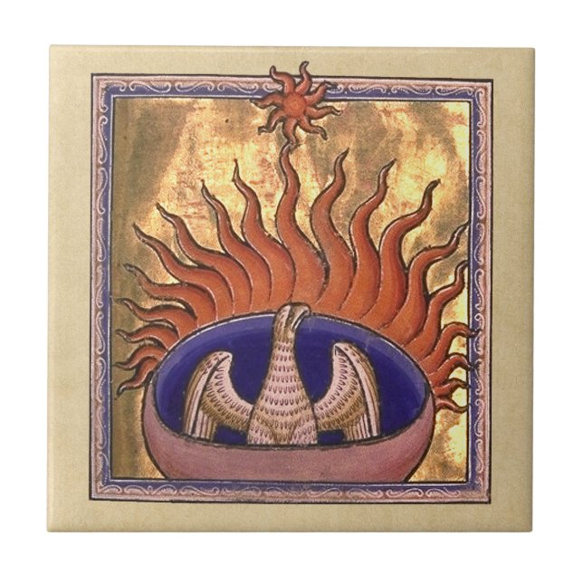Phoenix Rising from the Ashes Ceramic Tile (Front)