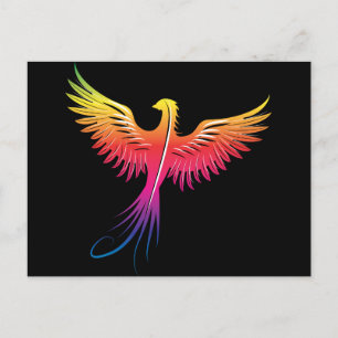 Phoenix rising from the ashes symbol postcard