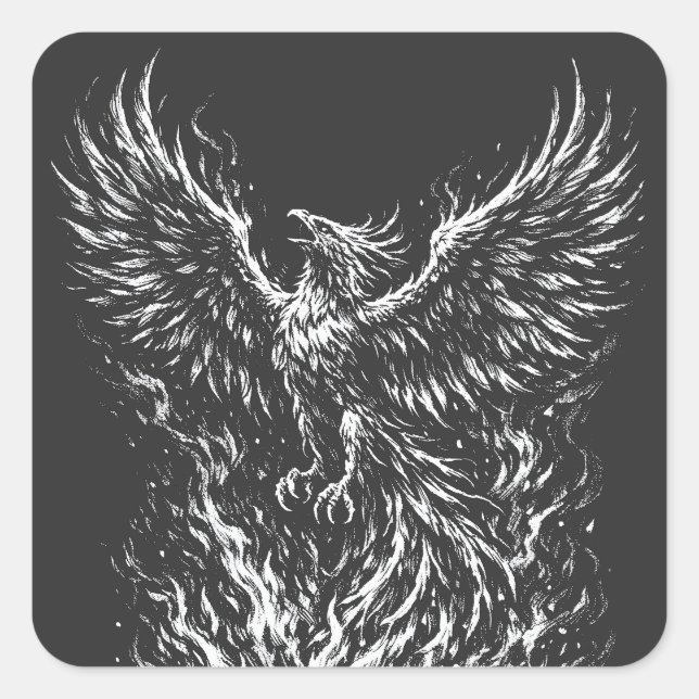 Phoenix Rising From the Flames by BurnsInHell Square Sticker (Front)