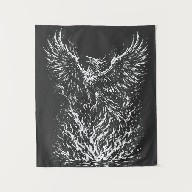 Phoenix Rising From the Flames by BurnsInHell Tapestry (Front)