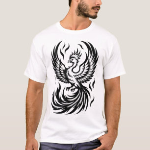 Phoenix Rising Graphic Majestic Firebird Woodcut T-Shirt