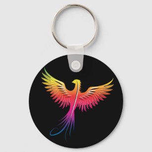 Phoenix rising in flame colours key ring