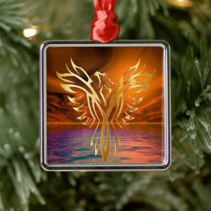 Phoenix Rising Metal Ornament