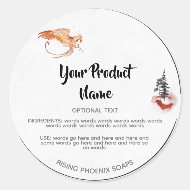 *~* Phoenix Rising Mountain Pine Trees Classic Round Sticker (Front)
