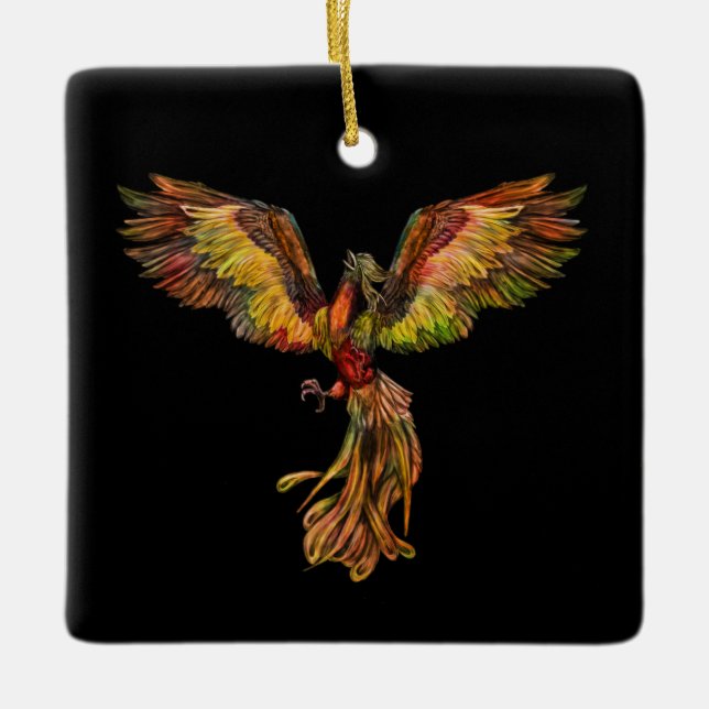 Phoenix Rising - on black Ceramic Ornament (Front)