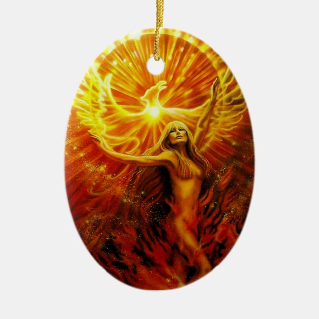 Phoenix Rising Ornament by Lisa Iris (Front)