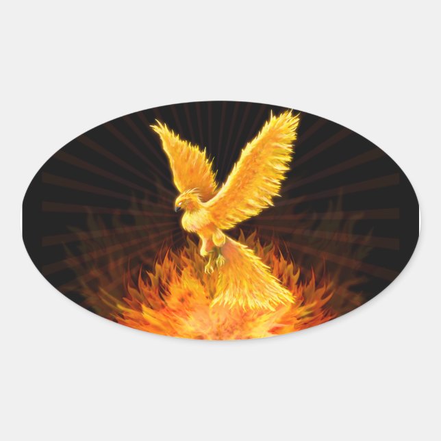 Phoenix Rising Oval Sticker (Front)