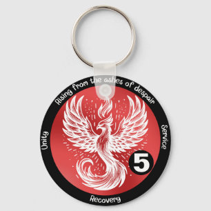 Phoenix Rising Recovery Milestone AA, NA, Al-Anon Key Ring