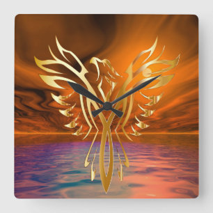 Phoenix Rising Square Wall Clock