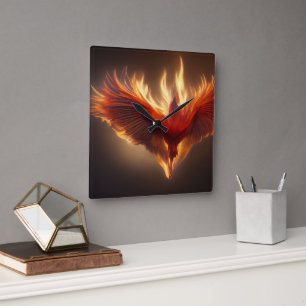 Phoenix Rising Support Inspiring Strength Card Square Wall Clock