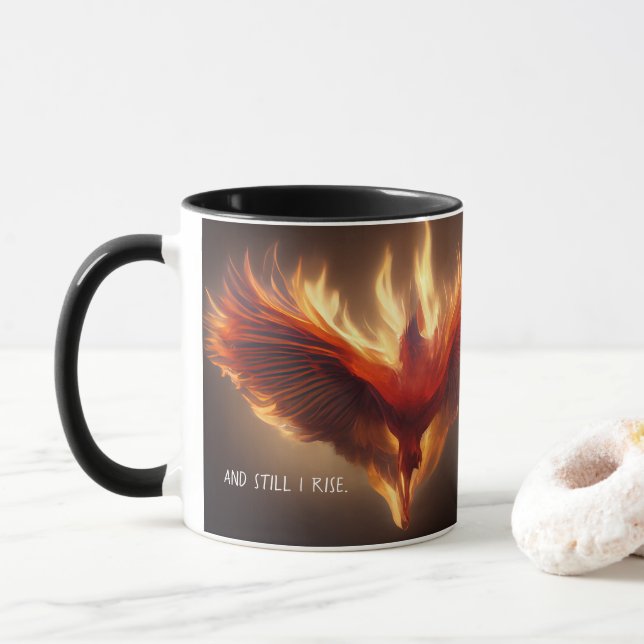 Phoenix Rising Support Inspiring Strength Mug (With Donut)