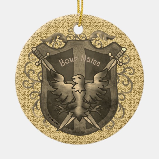 Phoenix Shield  Ceramic Ornament (Front)