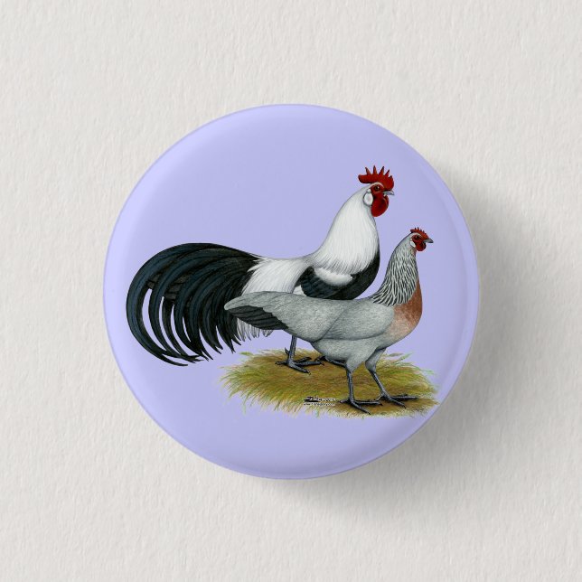 Phoenix:  Silver Duckwing Pair 3 Cm Round Badge (Front)