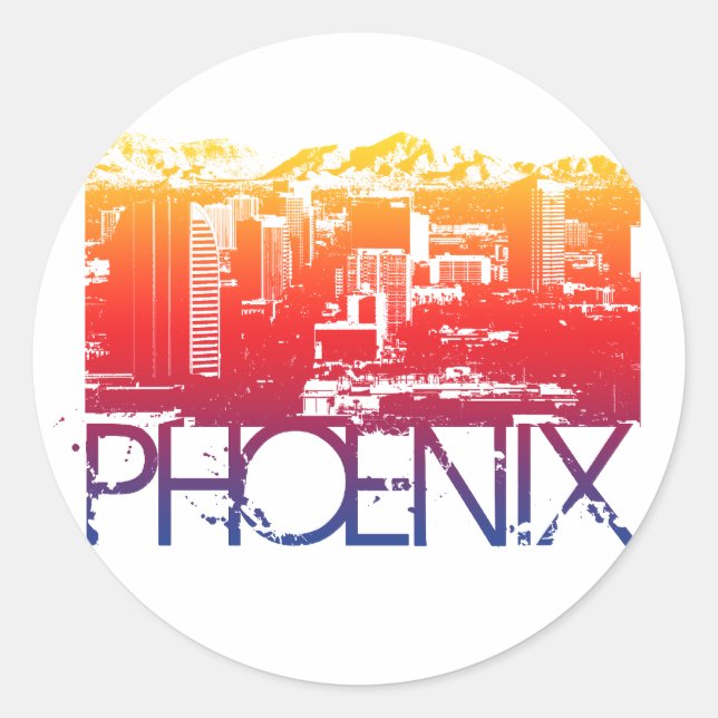 Phoenix Skyline Design Classic Round Sticker (Front)