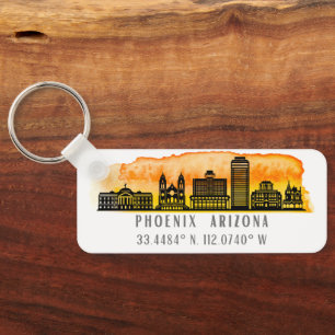 Phoenix Skyline Map Coordinates  Key Ring