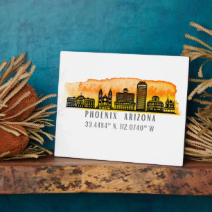 Phoenix Skyline Map Coordinates  Plaque