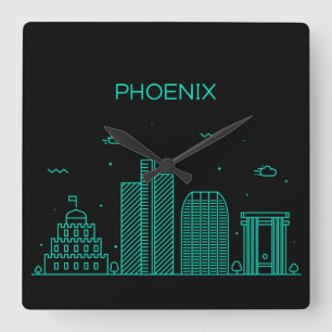 Phoenix skyline square wall clock