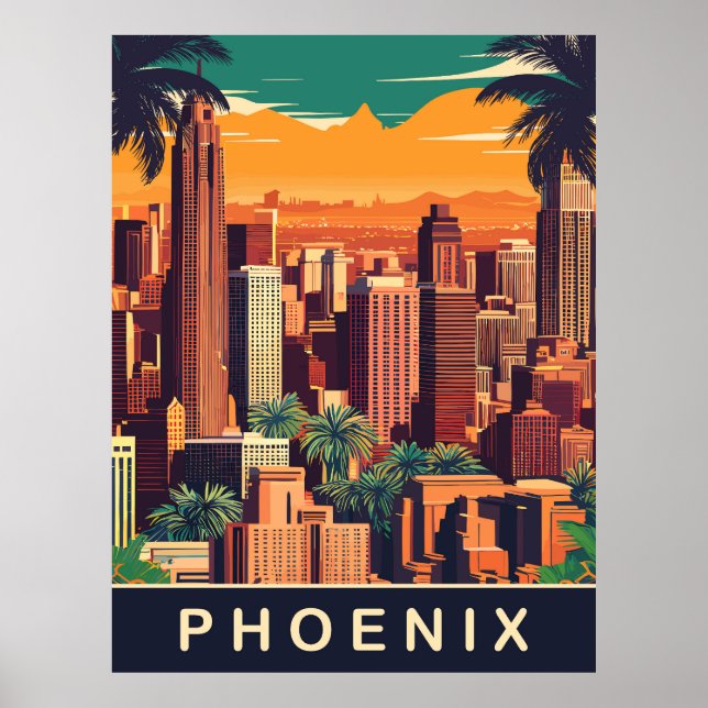Phoenix Skyline, Travel Poster (Front)