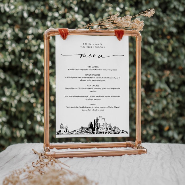 Phoenix Skyline Wedding Dinner Menu Card 5x7 (Creator Uploaded)