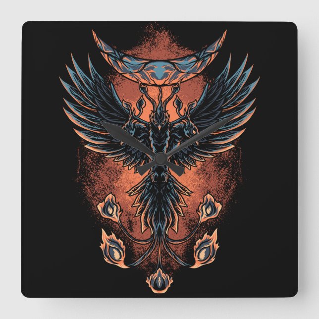Phoenix Square Wall Clock (Front)