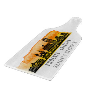 Phoenix Sunset Skyline Map Coordinates Cutting Board