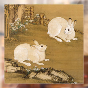 Phoenix Tree & Rabbits Antique Chinese Painting