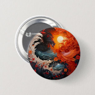 Phoenix Wave Yin Yang Martial Arts 6 Cm Round Badge