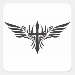 Phoenix Wings and Cross Square Sticker