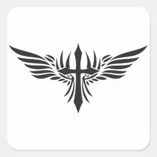 Phoenix Wings and Cross Square Sticker
