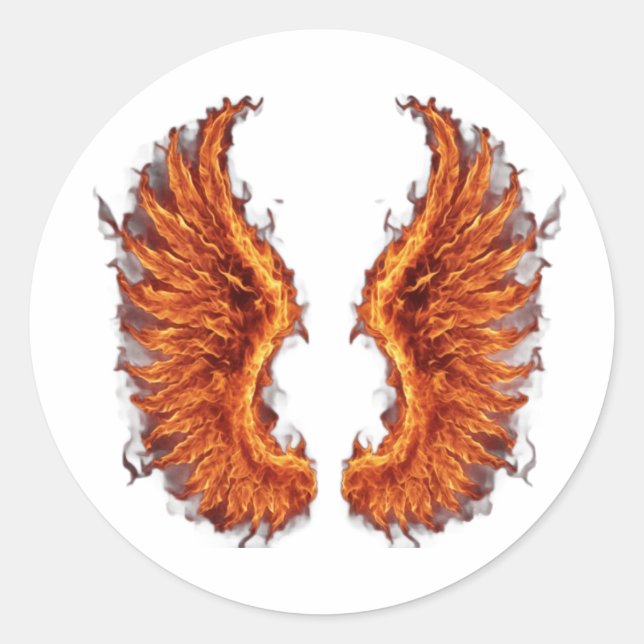 Phoenix wings on fire classic round sticker (Front)