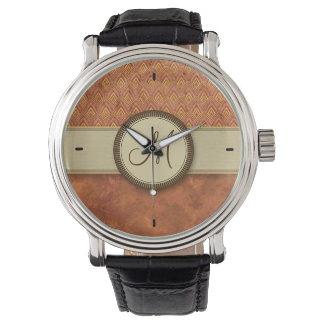 Phoenixes Fire Feather Pattern with Monogram Watch (Front)