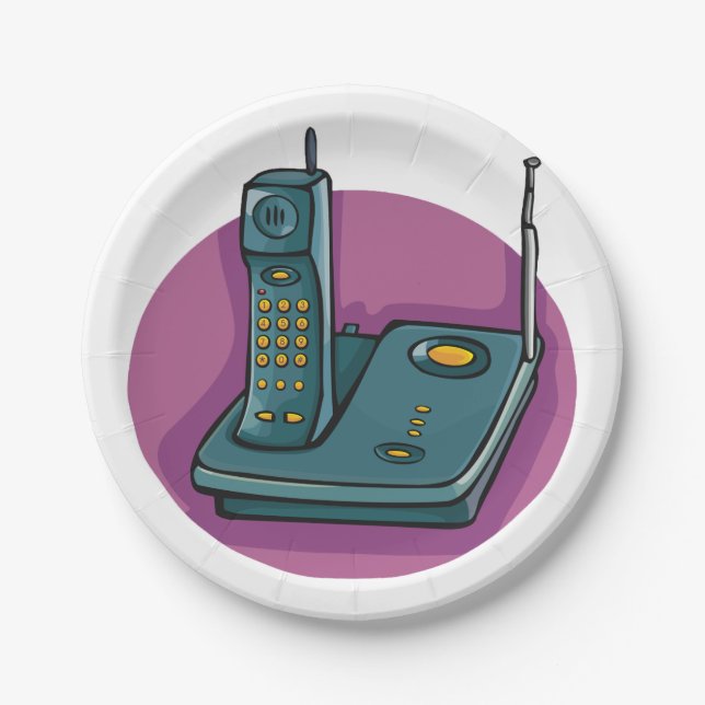 Phone And Answering Machine Paper Plates (Front)