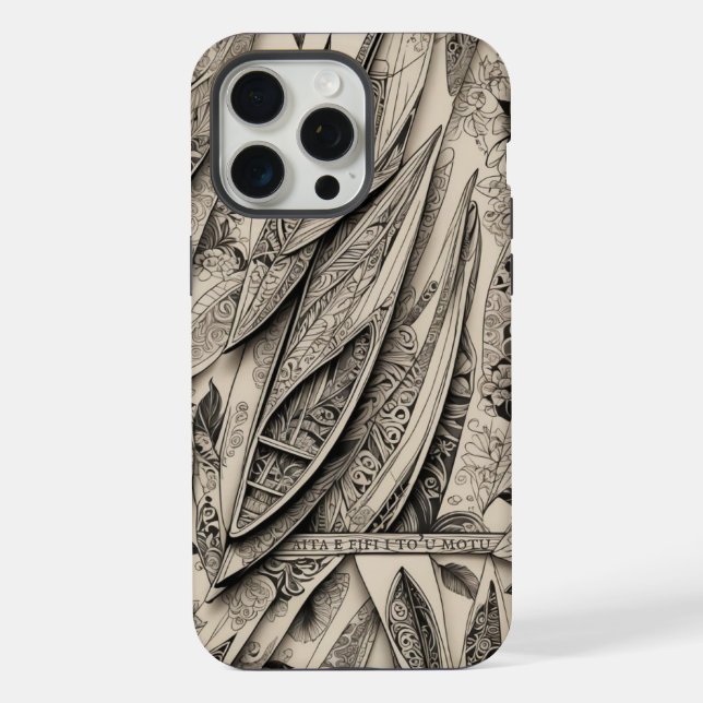 Phone Bone Scrimshaw Canoes iPhone Case (Back)