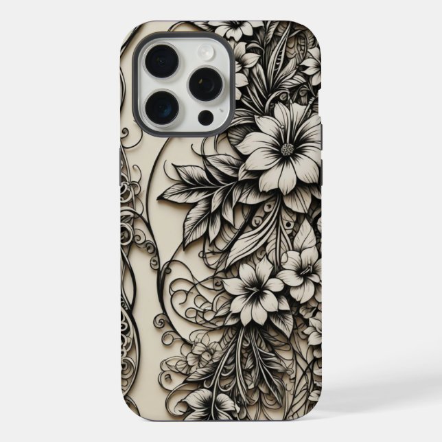 Phone Bone Scrimshaw Flowers iPhone Case (Back)