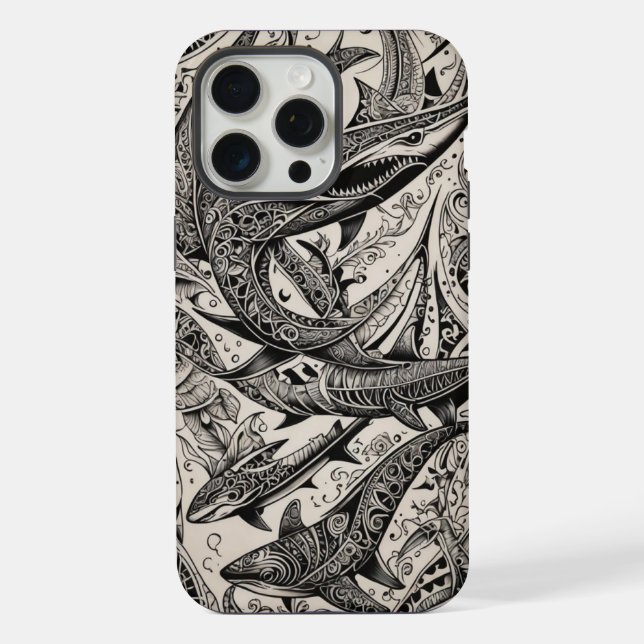 Phone Bone Scrimshaw Sharks iPhone Case (Back)