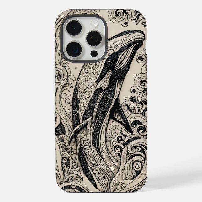 Phone Bone Scrimshaw Whale iPhone Case (Back)