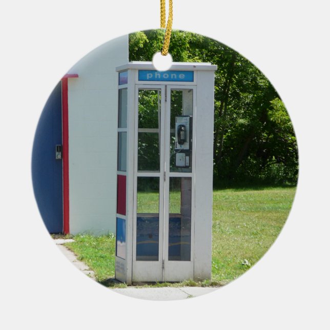 Phone Booth Ceramic Tree Decoration (Front)