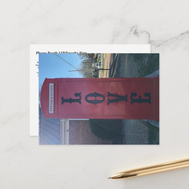 Phone Booth LOVEworks Sign Postcard (Front/Back In Situ)